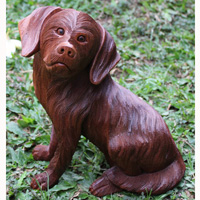 Wooden Dog, Hand Carved From Suar Wood 
