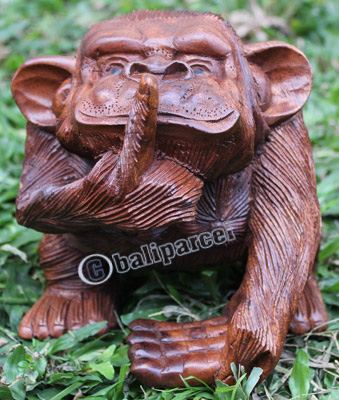 Wooden Monkey, Hand Carved From Suar Wood