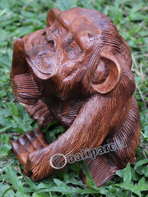 Wooden Monkey, Hand Carved From Suar Wood