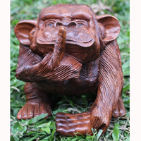 Wooden Monkey, Hand Carved From Suar Wood