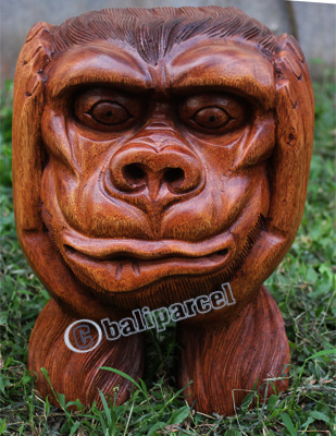 Wooden Monkey, Hand Carved From Suar Wood