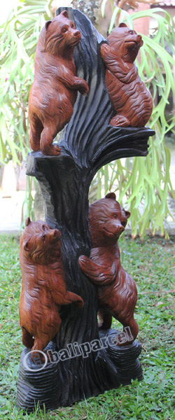 Wooden Bear, Hand Carved From Suar Wood