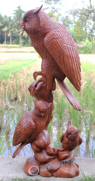Wooden Owl Handcarved From Suar Wood