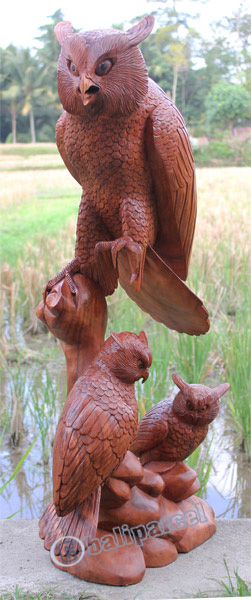 Wooden Owl Handcarved From Suar Wood