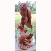 Wooden Owl Handcarved From Suar Wood