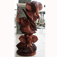 Wooden Elephant Head,  Hand Carved From Suar Wood