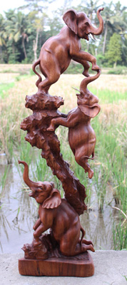 Wooden Elephant,  Hand Carved From Suar Wood