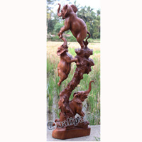 Wooden Elephant,  Hand Carved From Suar Wood