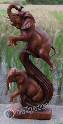 Wooden Elephant,  Hand Carved From Suar Wood
