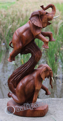 Wooden Elephant,  Hand Carved From Suar Wood