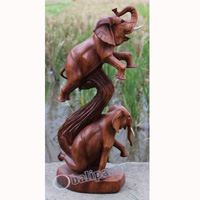 Wooden Elephant,  Hand Carved From Suar Wood
