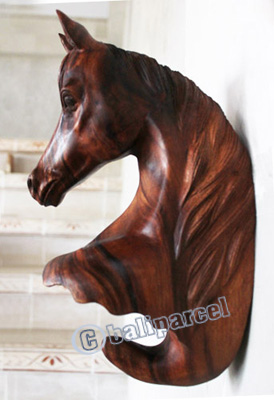 Wooden Horse Head Hook, Hand Carved From Suar Wood