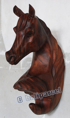 Wooden Horse Head Hook, Hand Carved From Suar Wood