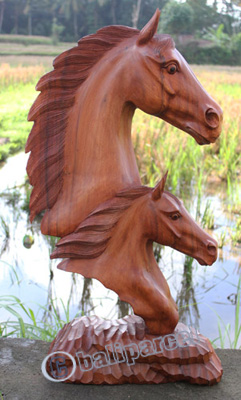Wooden Horse Head, Hand Carved From Suar Wood