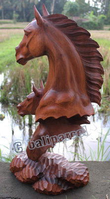 Wooden Horse Head, Hand Carved From Suar Wood