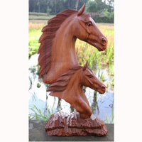 Wooden Horse Head, Hand Carved From Suar Wood