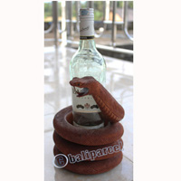 Wooden Snake Wine Bottle Holder, Hand Carved From Suar Wood