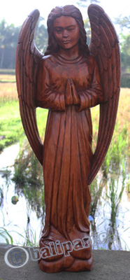 Wooden Angel, Handcrafted From Suar Wood