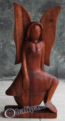 Wooden Angel, Handcrafted From Suar Wood
