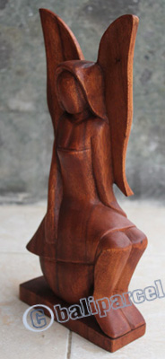 Wooden Angel, Handcrafted From Suar Wood