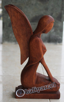 Wooden Angel, Handcrafted From Suar Wood