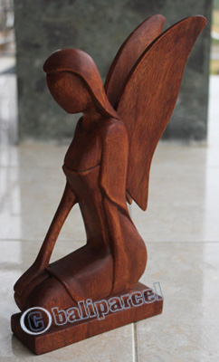 Wooden Angel, Handcrafted From Suar Wood
