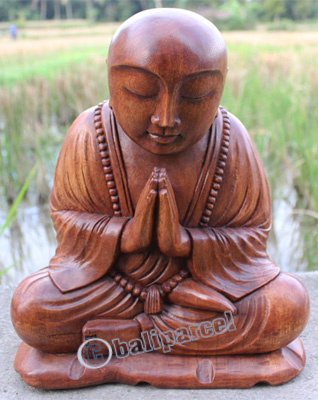 Wooden Buddha Statue, Hand Carved From Suar Wood