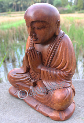 Wooden Buddha Statue, Hand Carved From Suar Wood