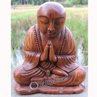 Wooden Buddha Statue, Hand Carved From Suar Wood