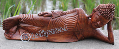 Wooden Liying Buddha, Hand Carved From Suar Wood