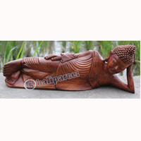 Wooden Liying Buddha, Hand Carved From Suar Wood