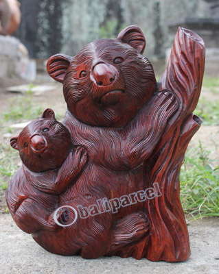Wooden Koala, Hand Carved From Suar Wood