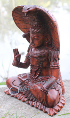 Wooden Siwa Meditating, Hand Carved From Suar Wood