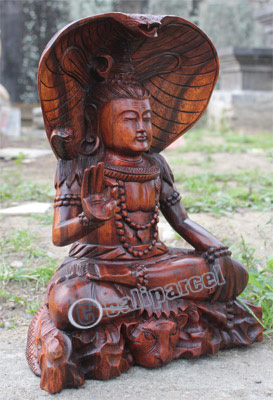 Wooden Siwa Meditating, Hand Carved From Suar Wood