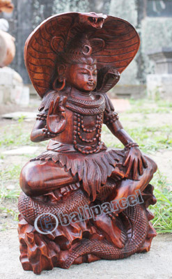 Wooden Siwa Meditating, Hand Carved From Suar Wood