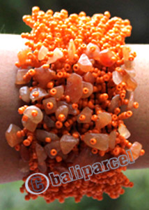 Bracelet, Made From Glassbeads With Stone