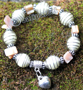 Bracelet, Made From Metal, Beads And Shell