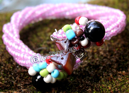 Bracelet, Made From Glassbeads With Shell
