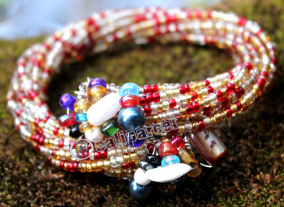 Bracelet, Made From Glassbeads With Shell