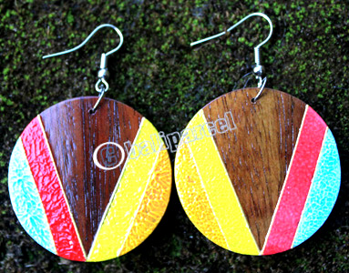 Wooden Earring, Made From Sono Wood With Painting