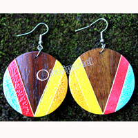 Wooden Earring, Made From Sono Wood With Painting