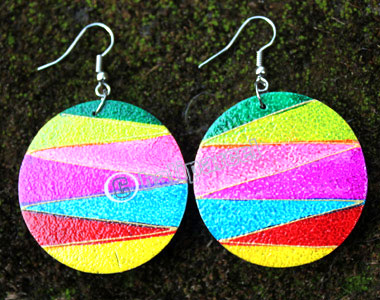Wooden Earring, Made From Sono Wood With Painting