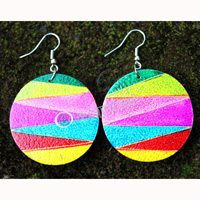 Wooden Earring, Made From Sono Wood With Painting