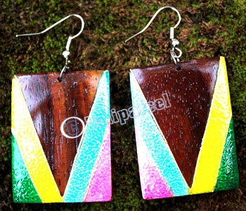 Wooden Earring, Made From Sono Wood With Painting