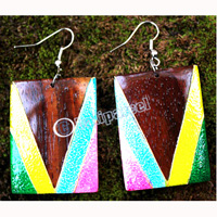 Wooden Earring, Made From Sono Wood With Painting