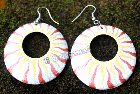 Wooden Earring, Made From Sono Wood With Painting
