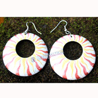 Wooden Earring, Made From Sono Wood With Painting