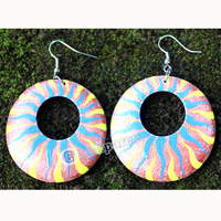Wooden Earring, Made From Sono Wood With Painting