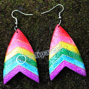 Wooden Earring, Made From Sono Wood With Painting