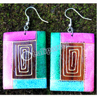 Wooden Earring, Made From Sono Wood With Painting